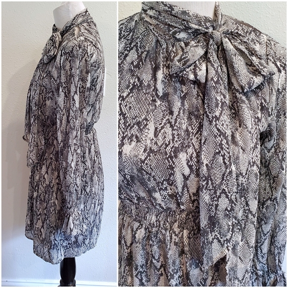 FAVLUX Snake Print Sheer Lined Dress Small - Picture 3 of 14